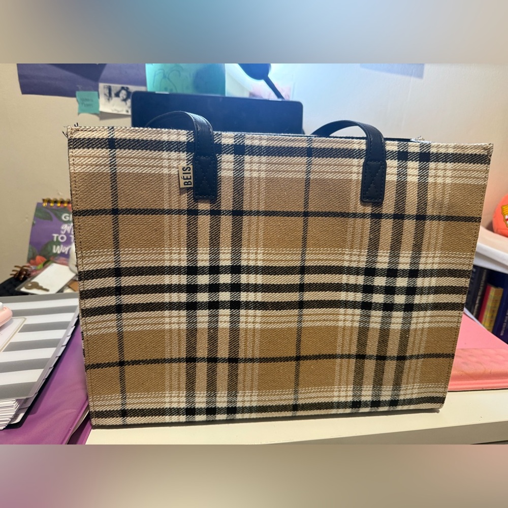 BEIS Work Tote (Plaid)